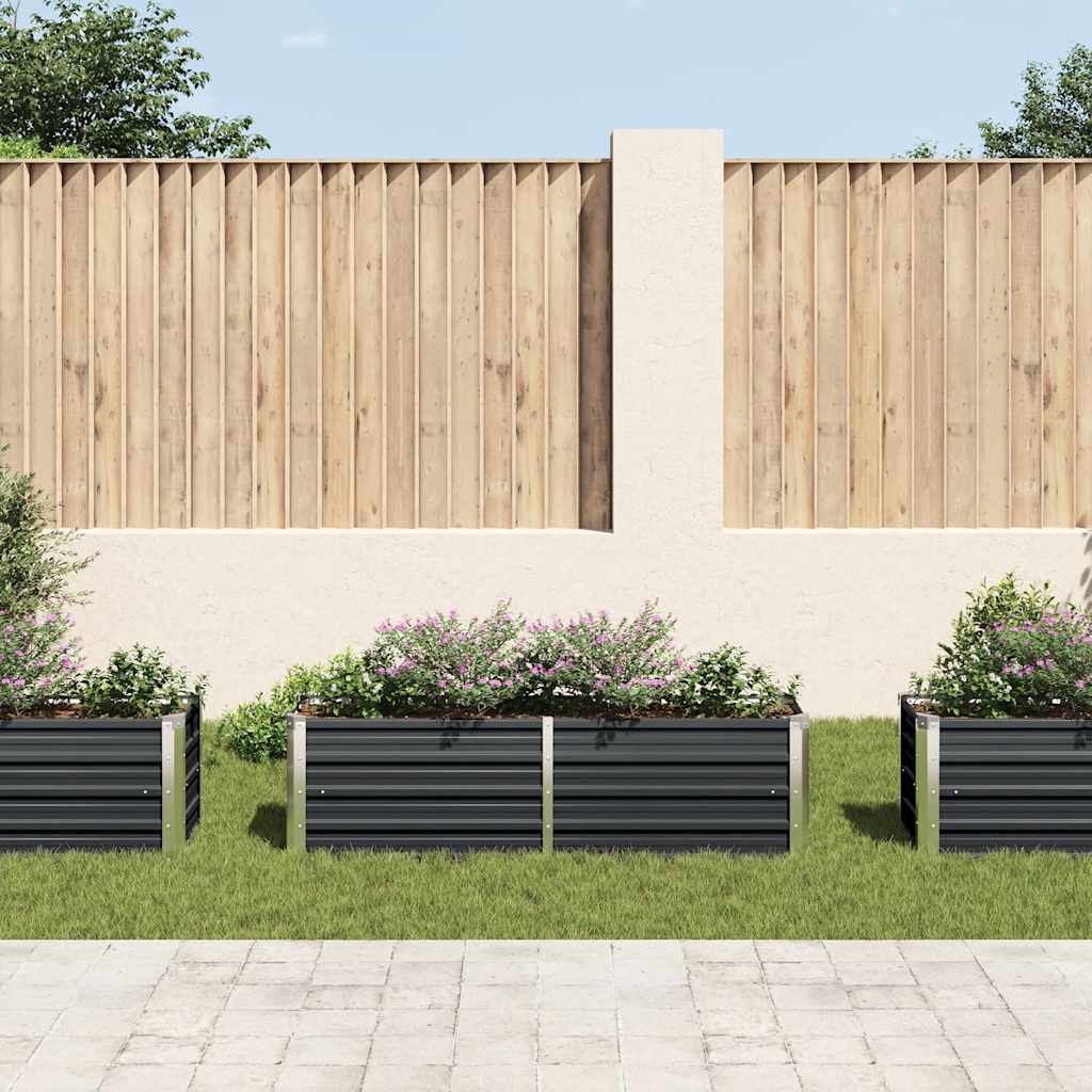 Letto Rialzato Giardino Antracite 160x40x45 cm Acciaio Zincato