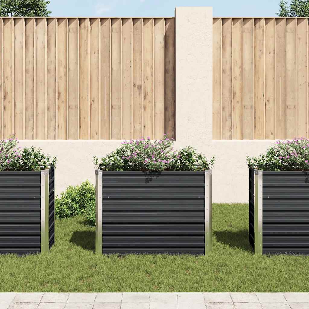 Fioriera per Giardino Antracite 100x40x77 cm in Acciaio Zincato