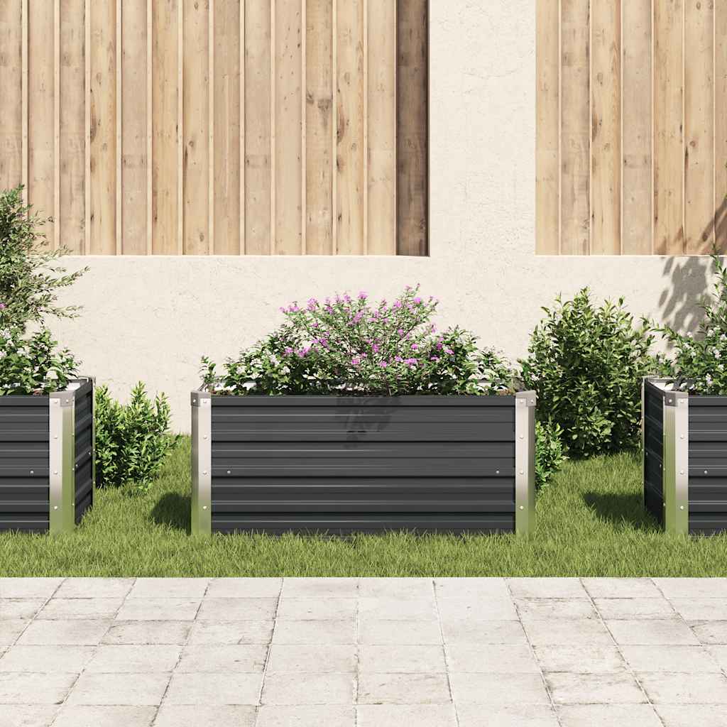 Fioriera per Giardino Antracite 100x40x45 cm in Acciaio Zincato