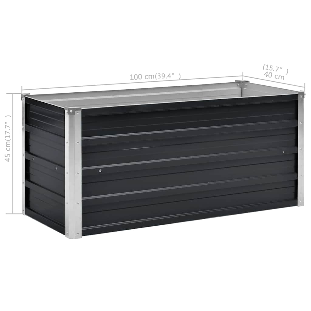 Fioriera per Giardino Antracite 100x40x45 cm in Acciaio Zincato