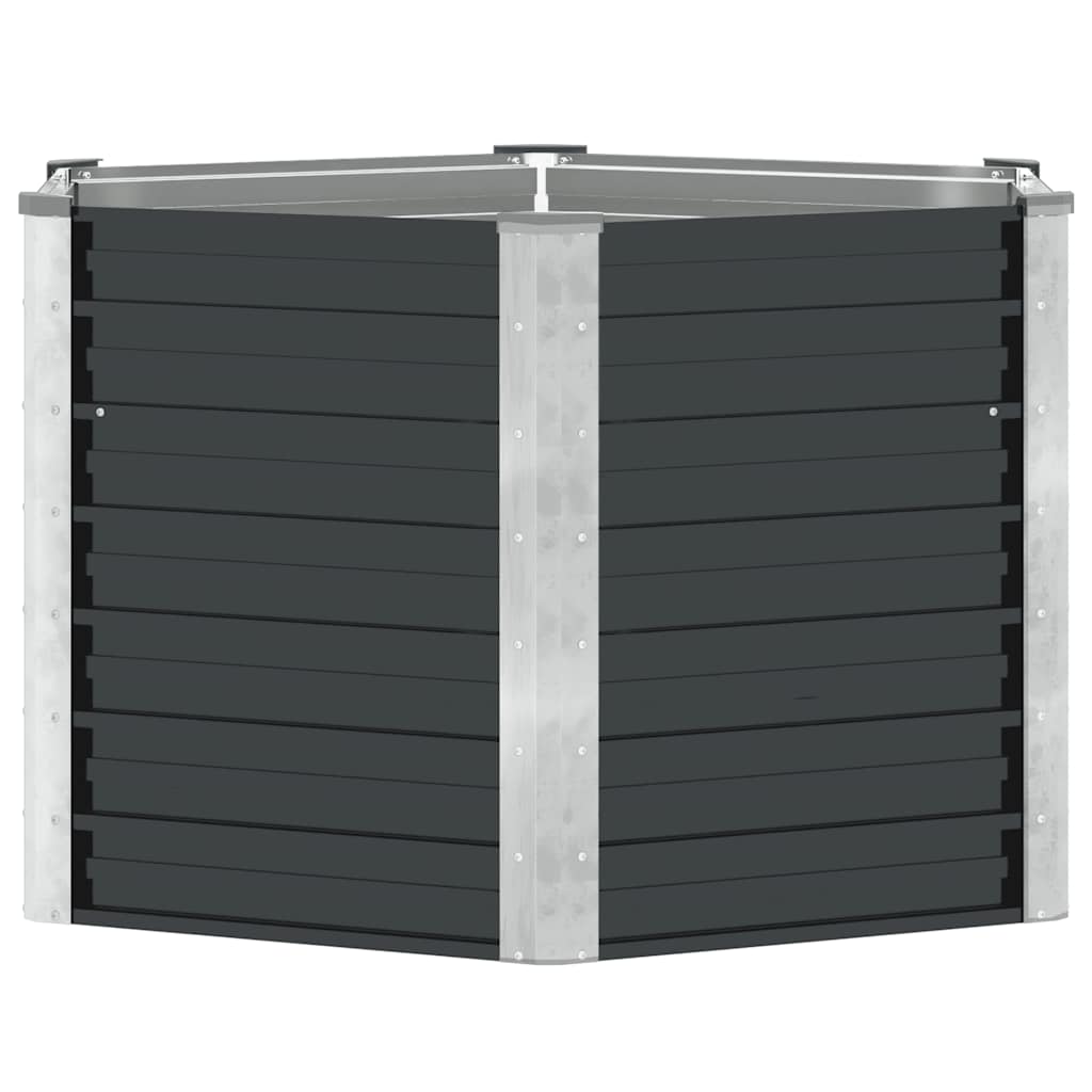 Fioriera per Giardino Antracite 129x129x77cm in Acciaio Zincato