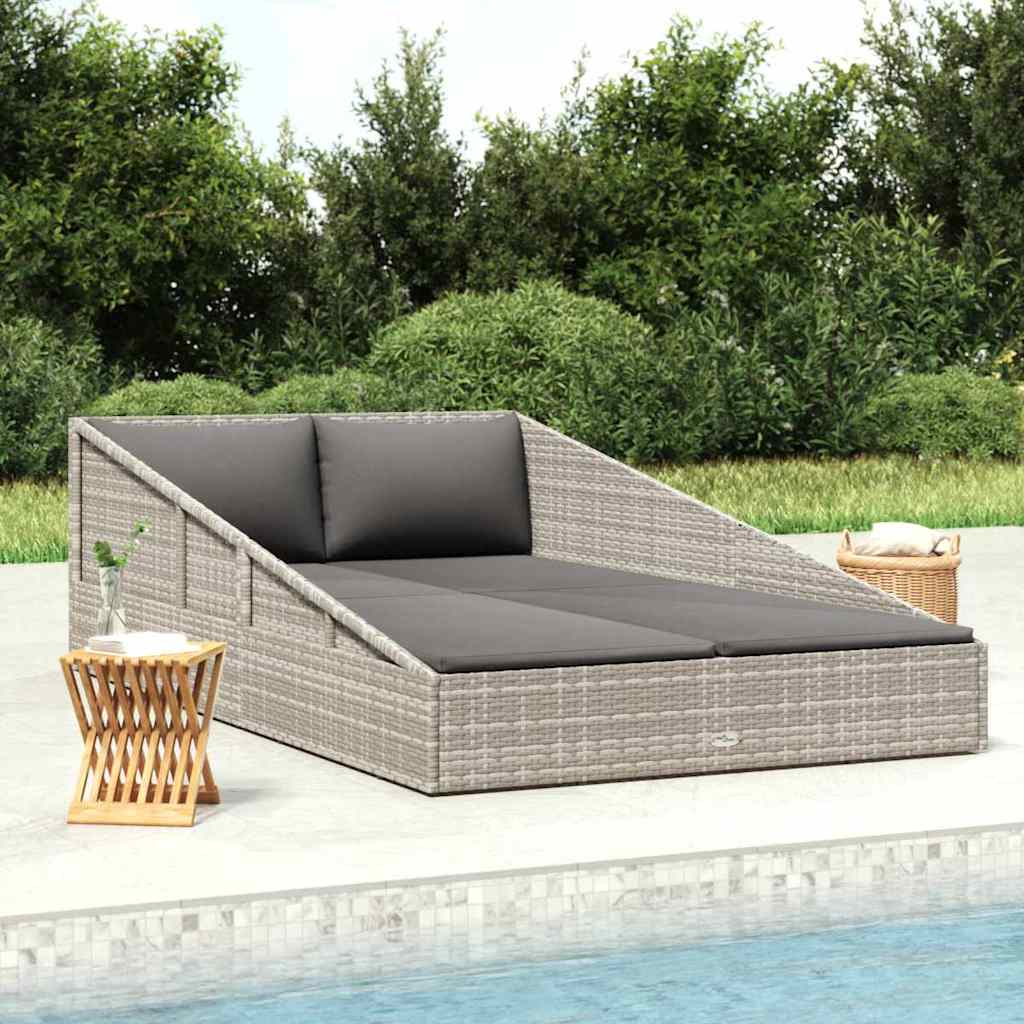 Lettino da Giardino Grigio 110x200 cm in Polyrattan
