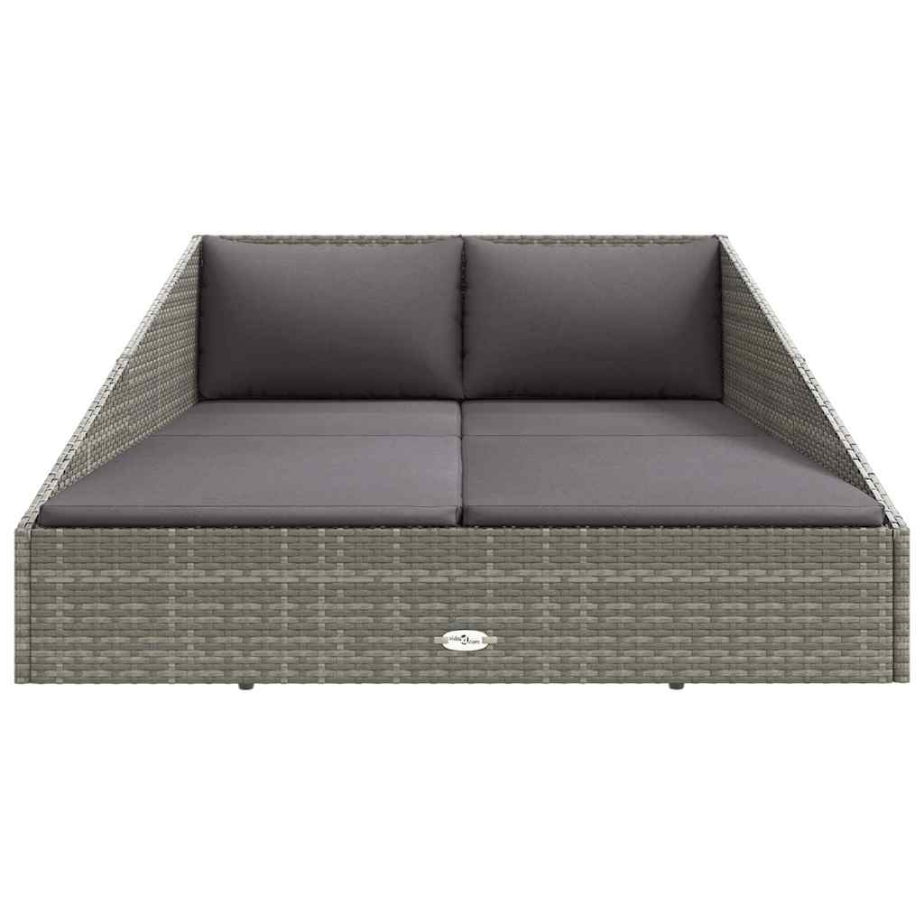 Lettino da Giardino Grigio 110x200 cm in Polyrattan