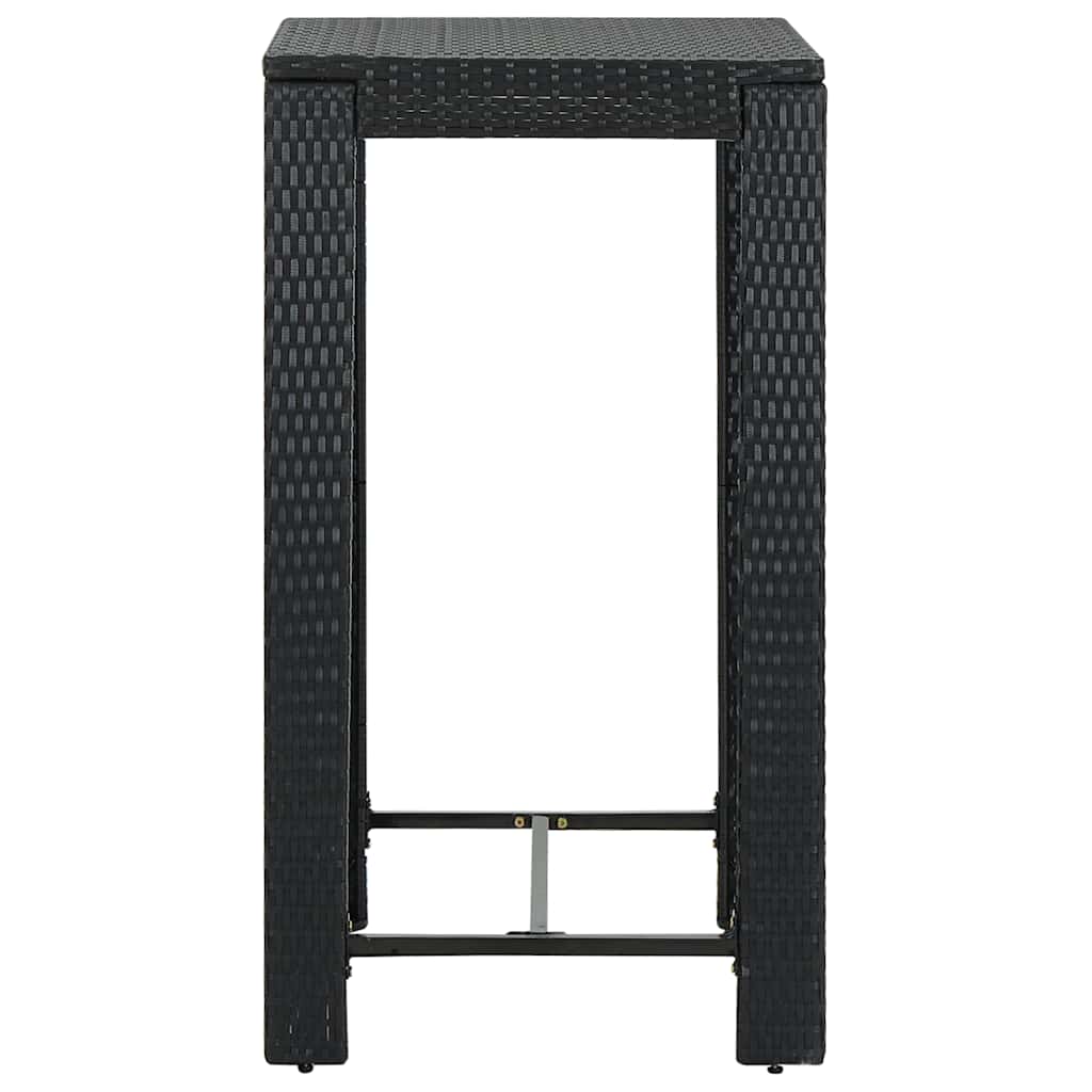Tavolo da Bar da Giardino Nero 60,5x60,5x110,5 cm Polyrattan