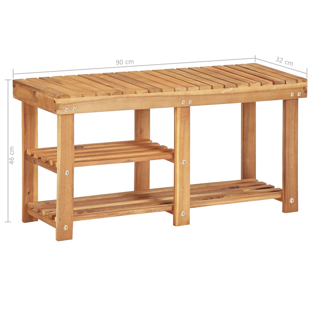 Scarpiera 90x32x46 cm in Legno Massello di Acacia