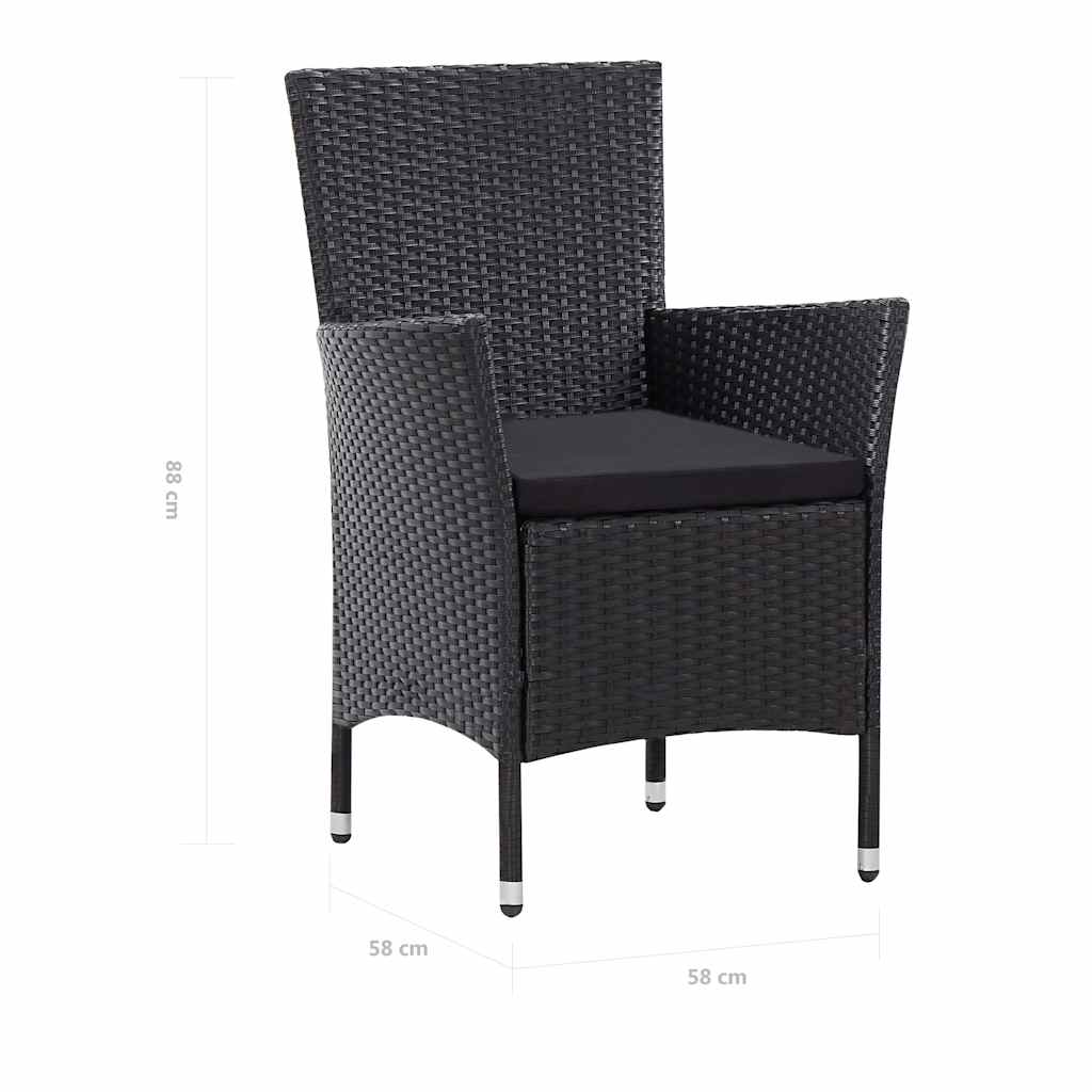 Set Mobili da Pranzo per Giardino 7 pz in Polyrattan Nero
