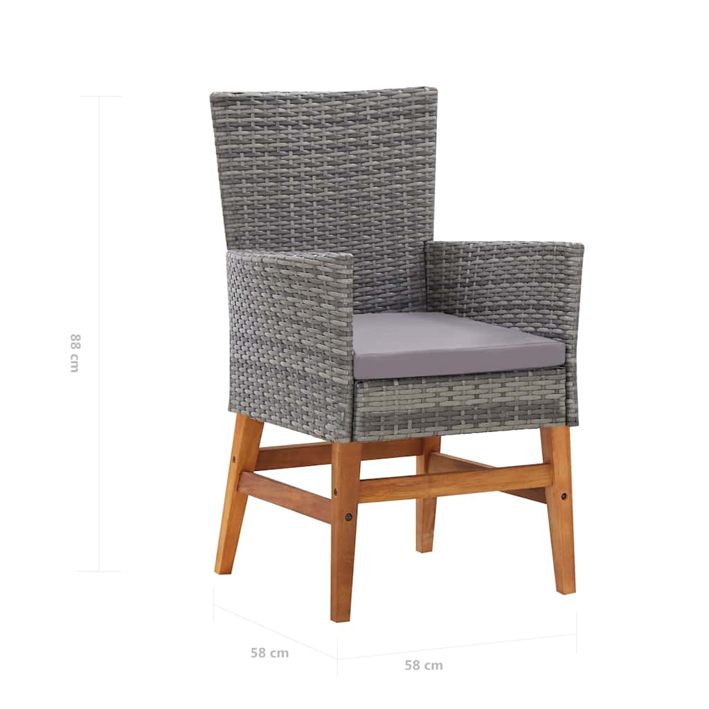 Set da Pranzo da Giardino 7 pz Grigio in Polyrattan e Acacia