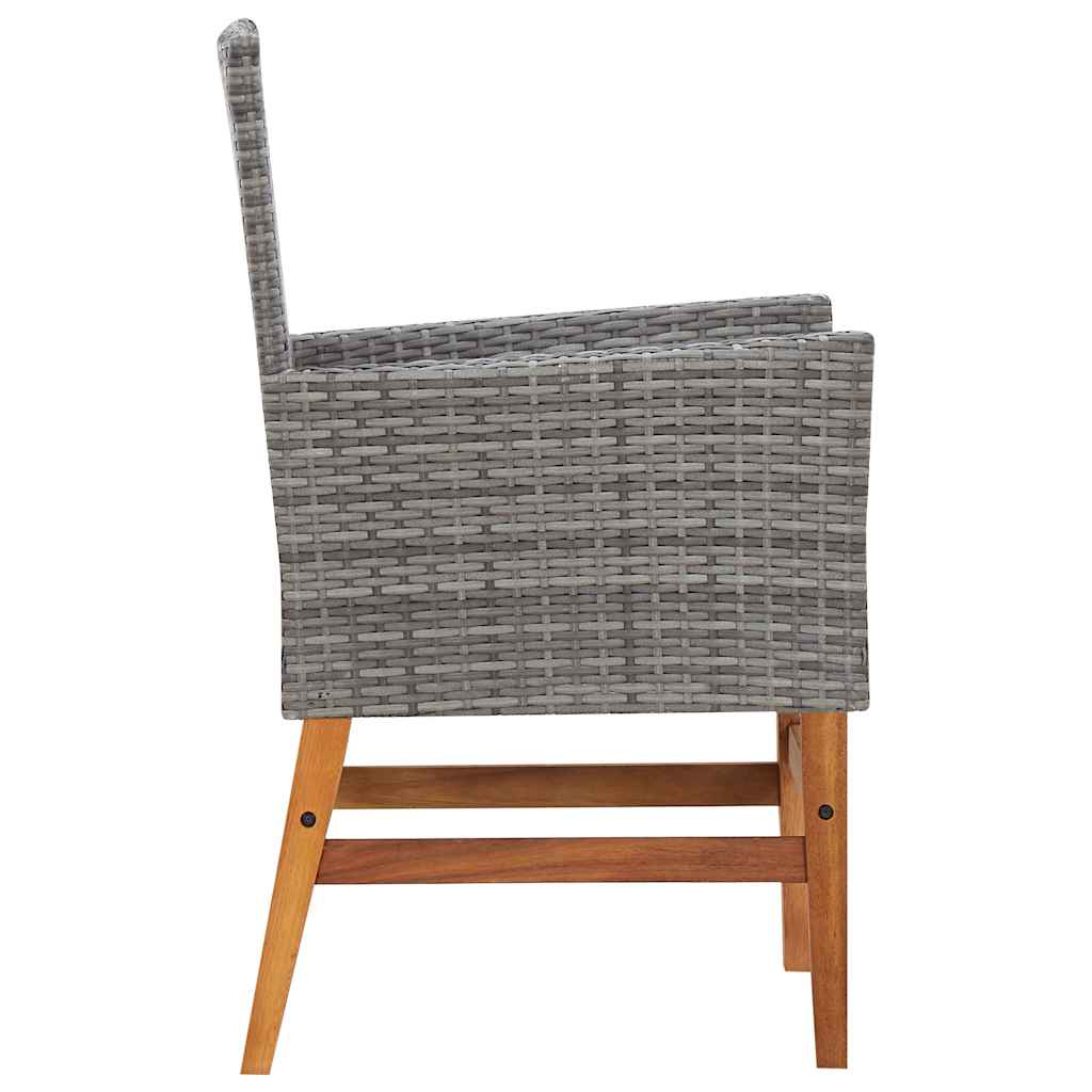 Set da Pranzo da Giardino 7 pz Grigio in Polyrattan e Acacia