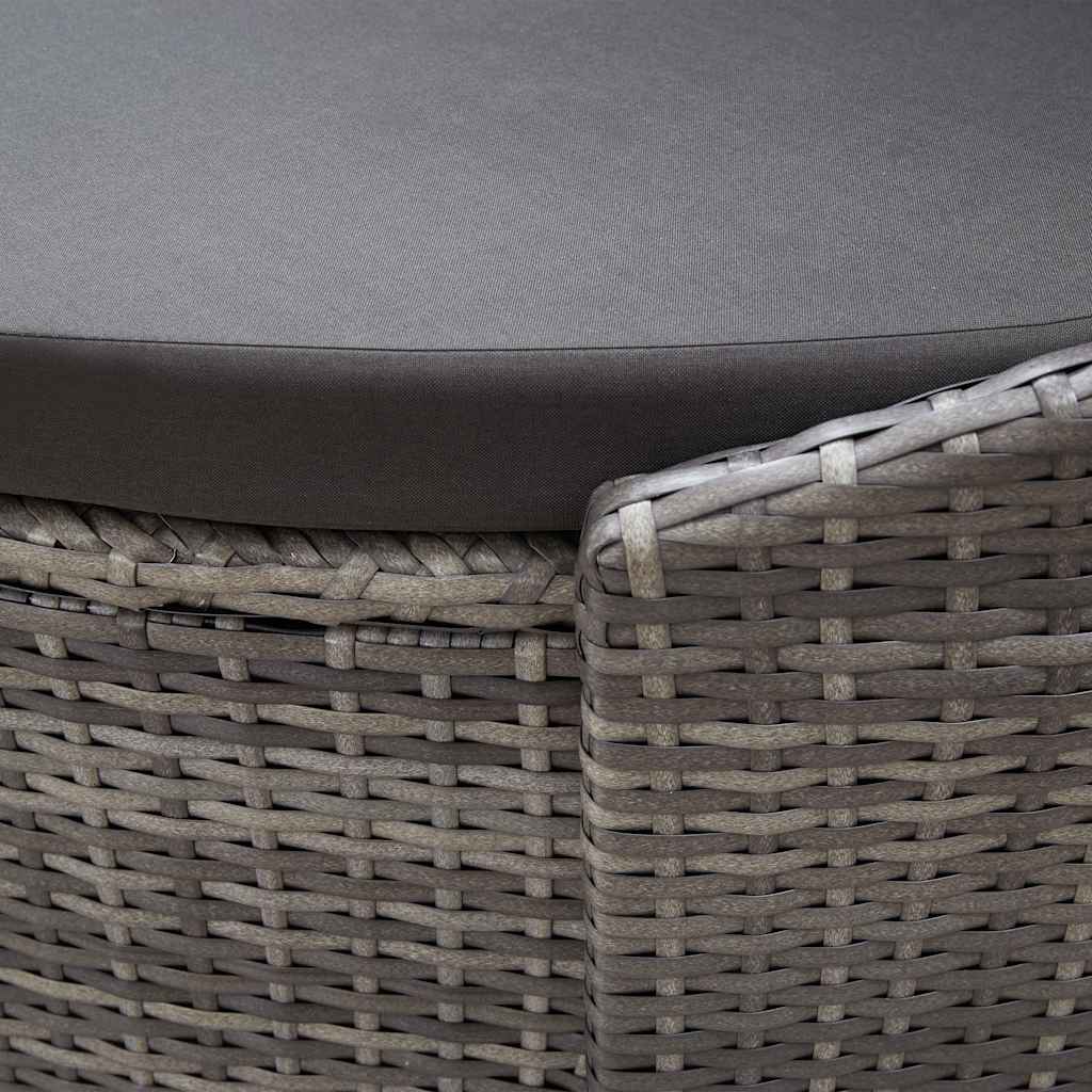 Lettino Prendisole con Baldacchino in Polyrattan Grigio