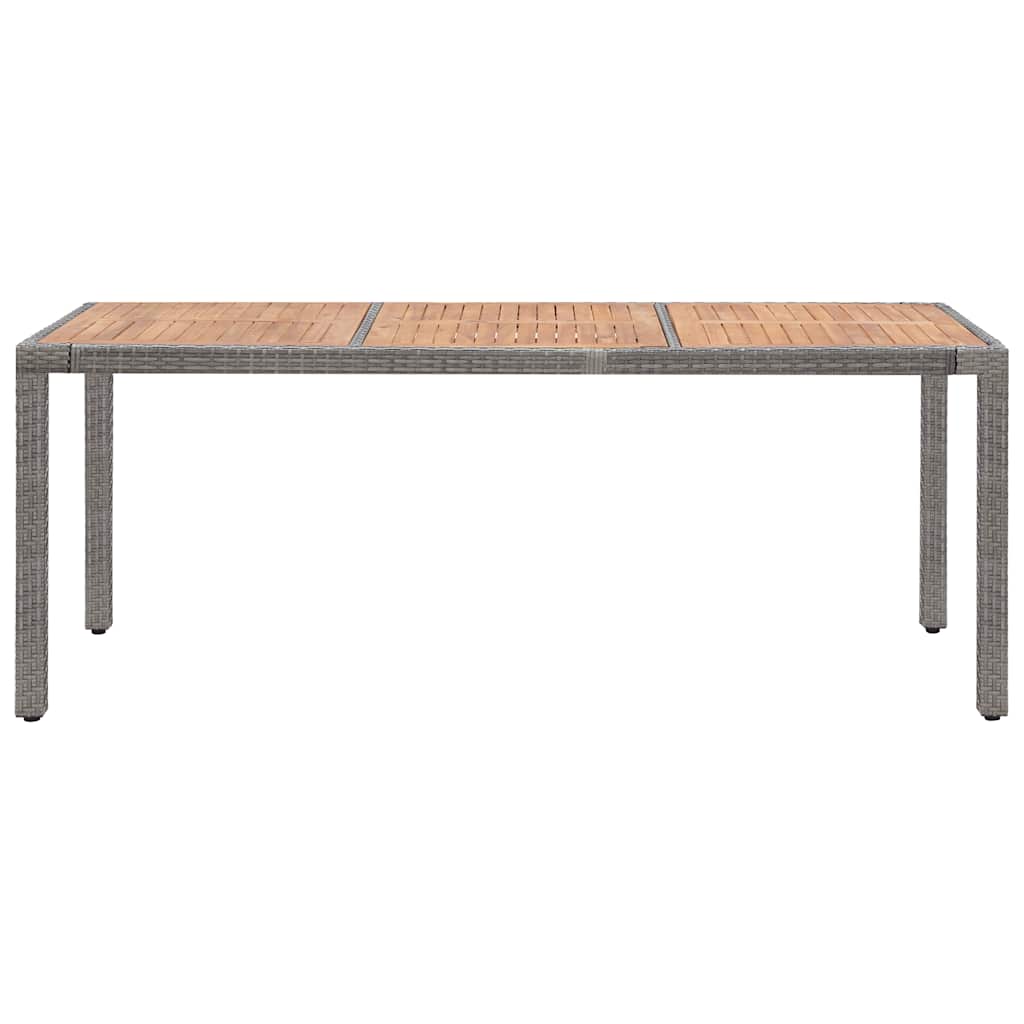 Tavolo Giardino Grigio 190x90x75cm Polyrattan Massello d'Acacia