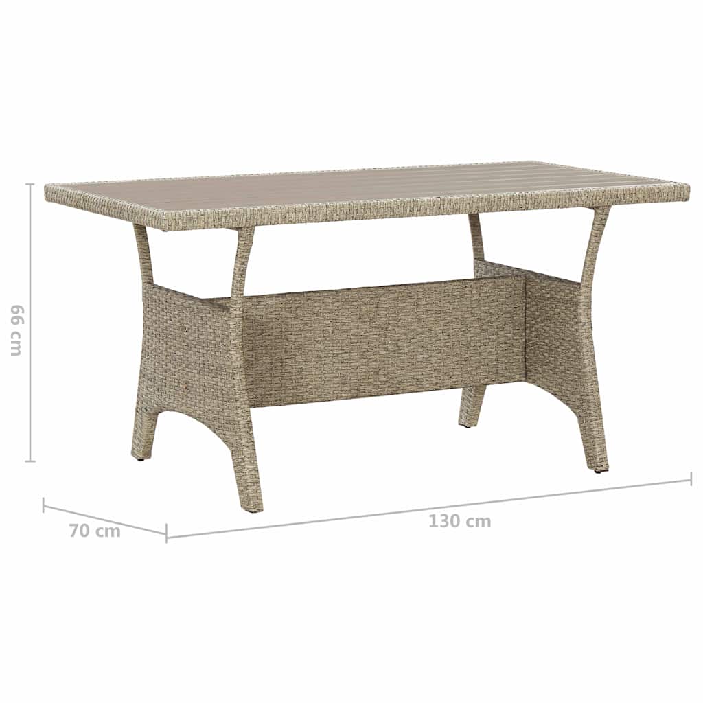 Tavolo da Giardino Grigio 130x70x66 cm in Polyrattan