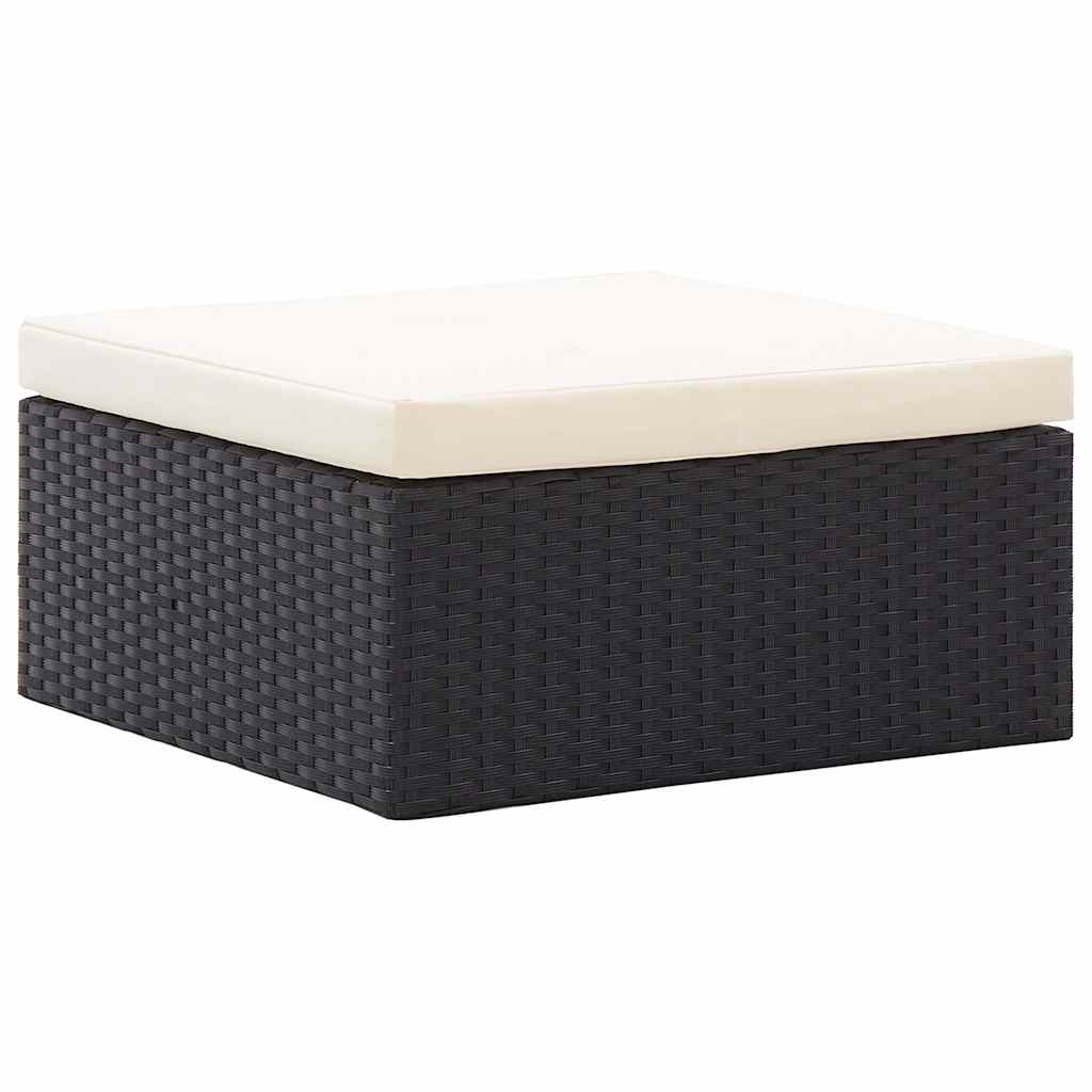 Lettino da Giardino con Tettuccio in Polyrattan Nero