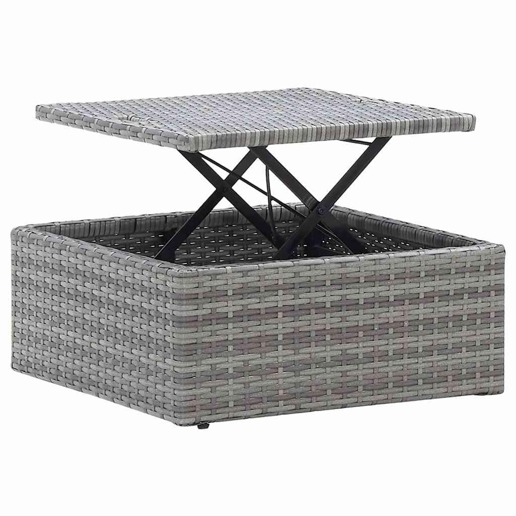 Lettino da Giardino con Tettuccio in Polyrattan Grigio Mélange