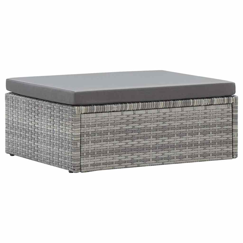 Lettino da Giardino con Tettuccio in Polyrattan Grigio Mélange