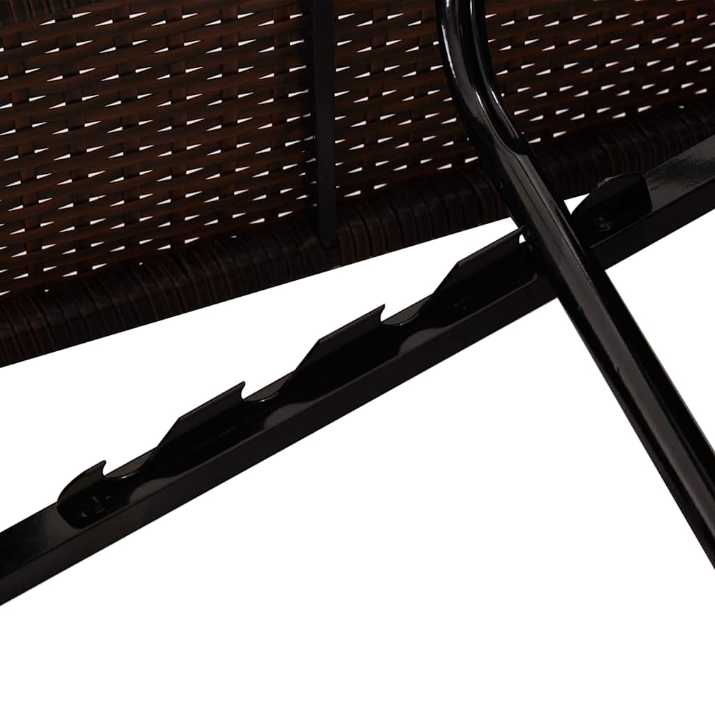 Lettino Prendisole Trasformabile con Cuscino Polyrattan Marrone