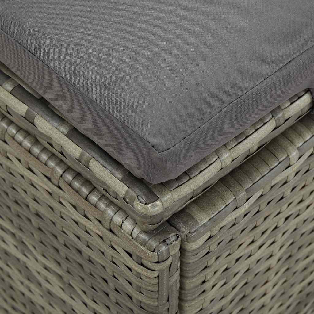 Lettino Prendisole Trasformabile con Cuscino Polyrattan Grigio