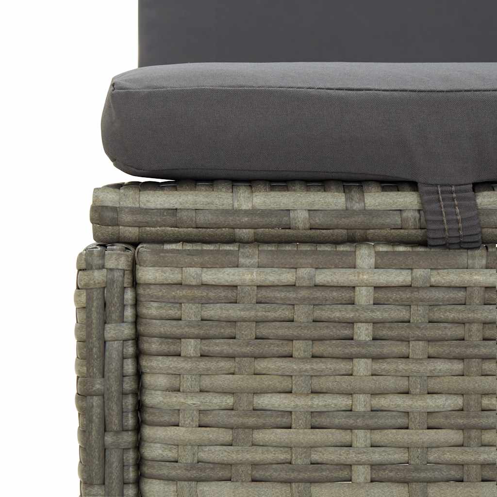 Lettino Prendisole Trasformabile con Cuscino Polyrattan Grigio