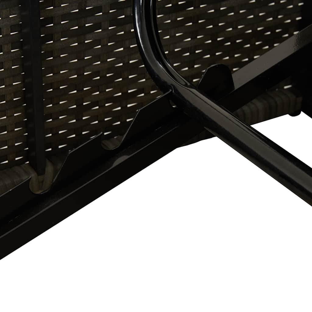 Lettino Prendisole Trasformabile con Cuscino Polyrattan Grigio