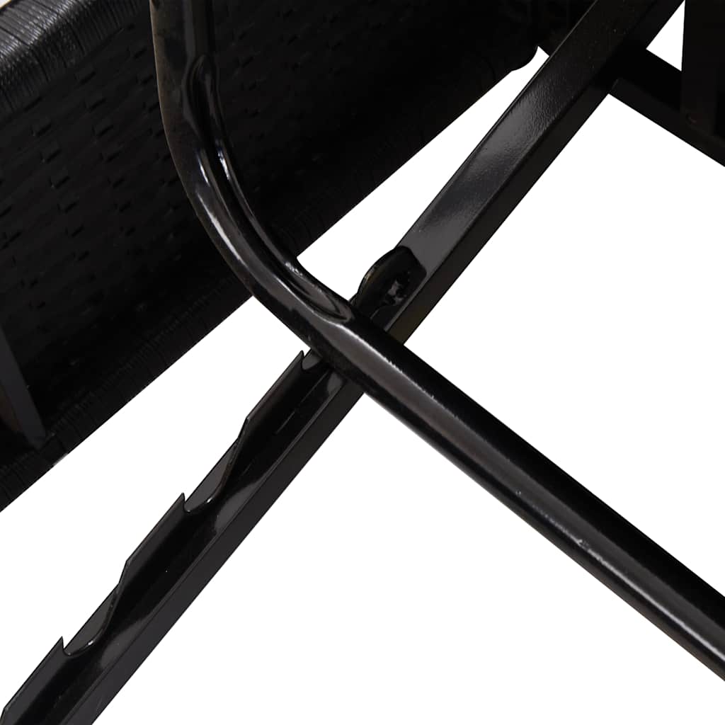 Lettino Prendisole Trasformabile con Cuscino Polyrattan Nero