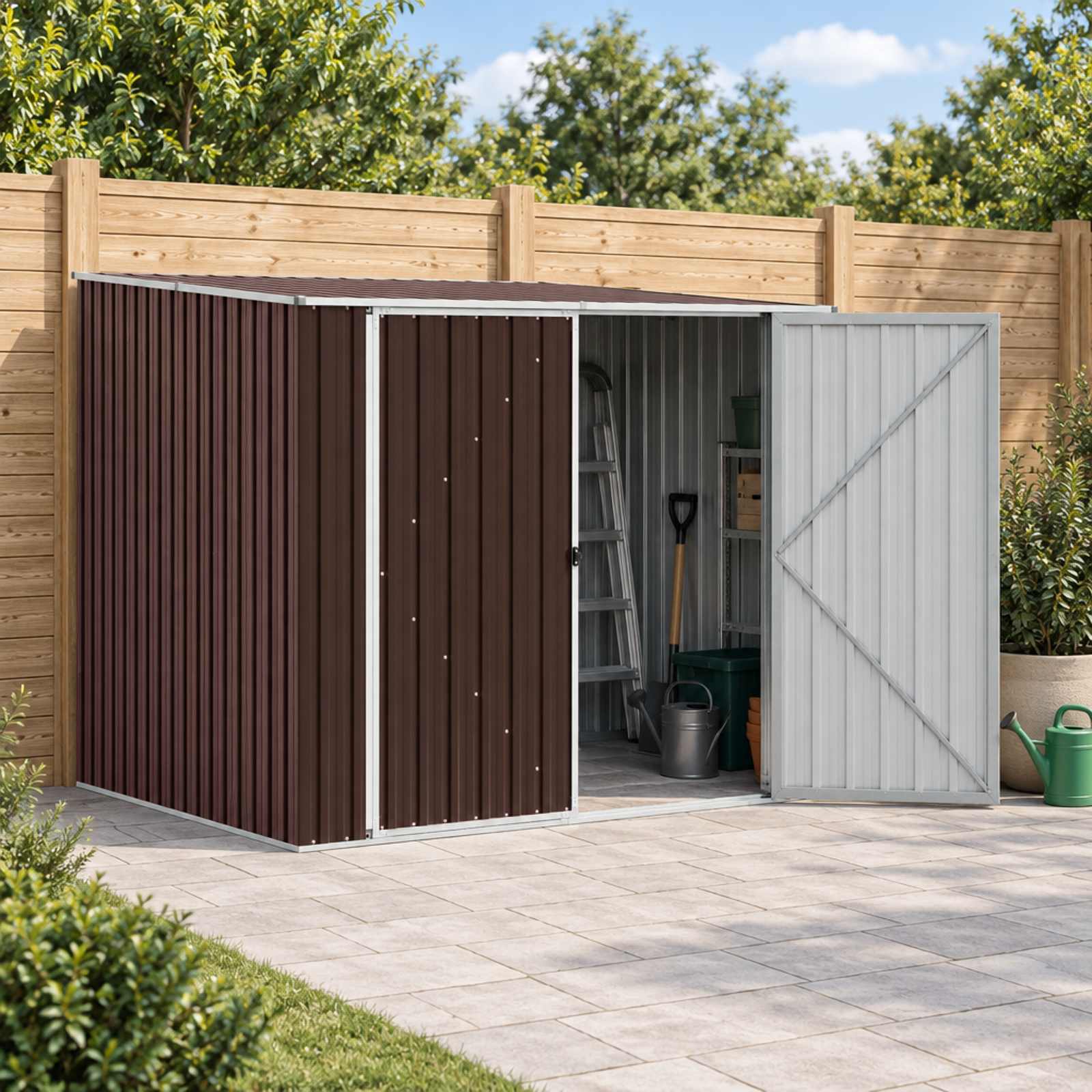 Capanno da Giardino Marrone 195x198x159 cm in Acciaio Zincato
