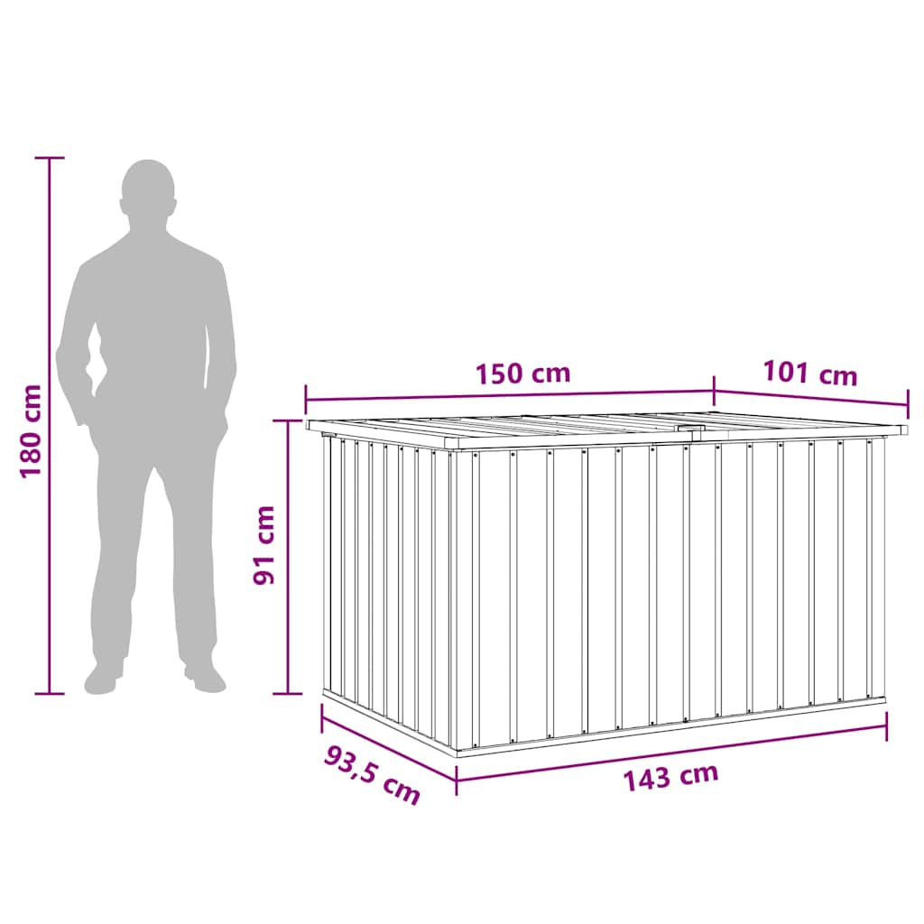 Baule da Giardino Grigio 150x101x91 cm