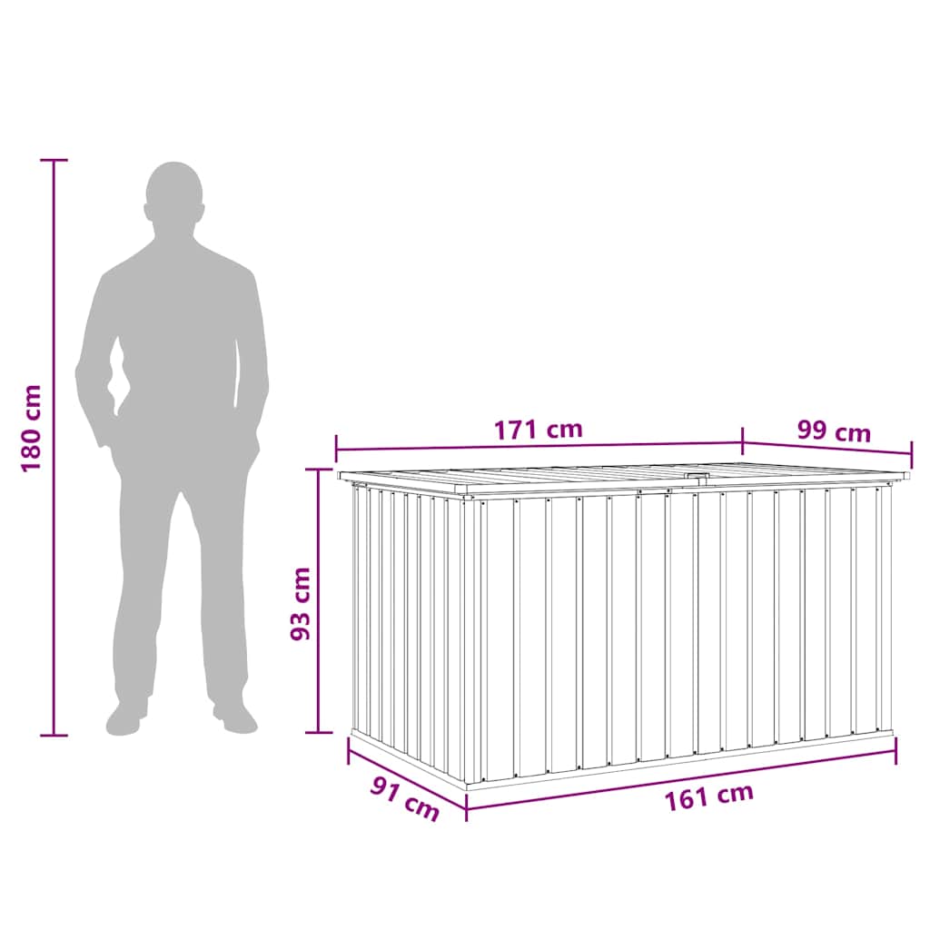 Baule da Giardino Grigio 171x99x93 cm