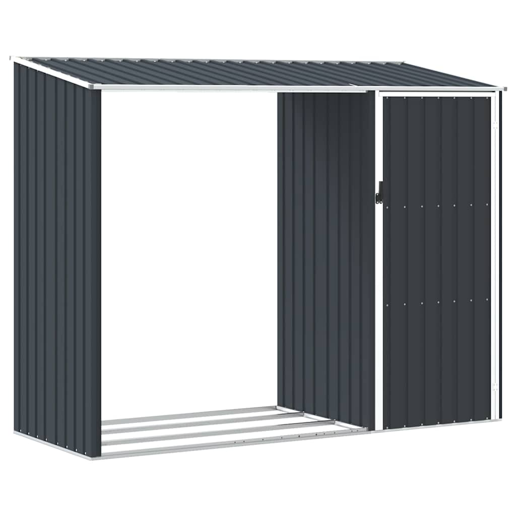 Capanno per Legna Antracite 245x98x159 cm in Acciaio Zincato