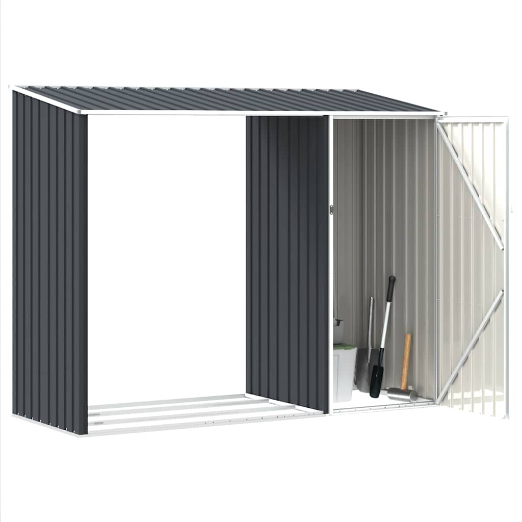 Capanno per Legna Antracite 245x98x159 cm in Acciaio Zincato