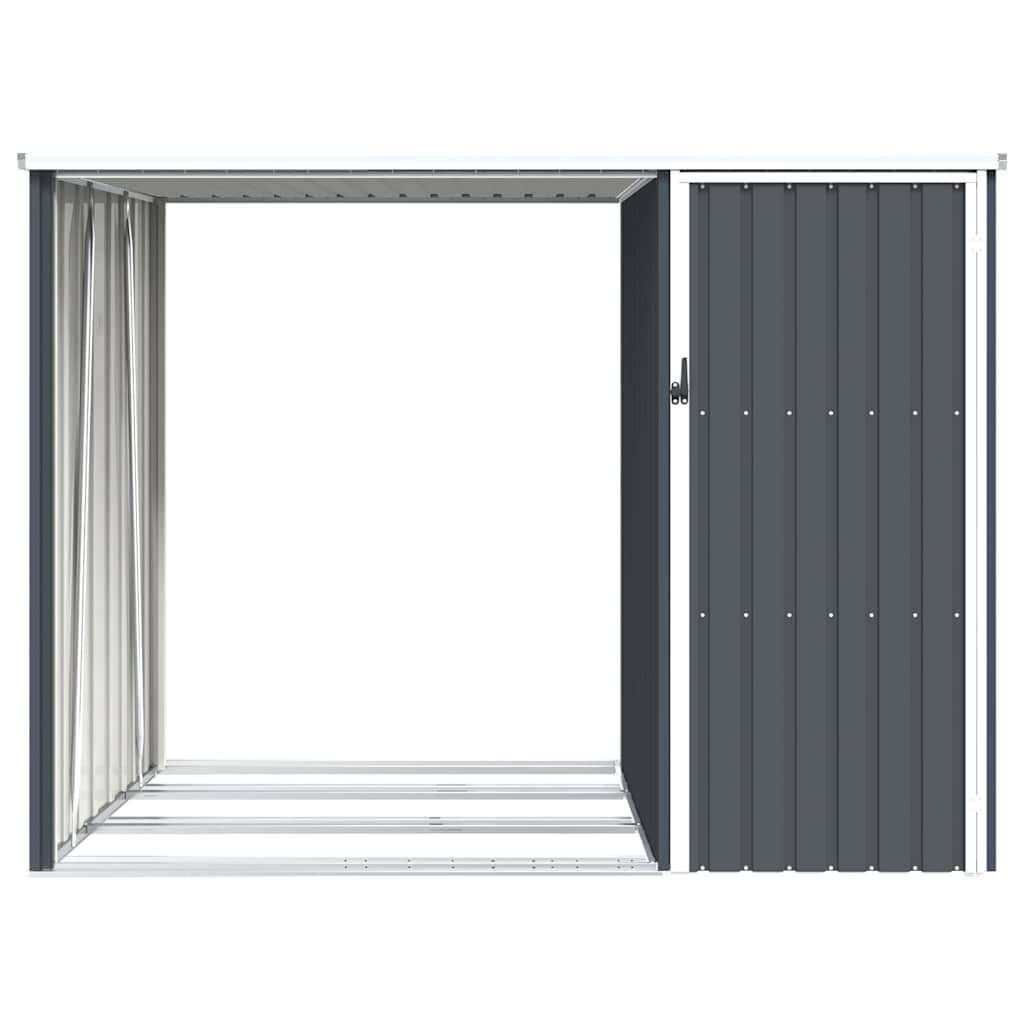 Capanno per Legna Antracite 245x98x159 cm in Acciaio Zincato