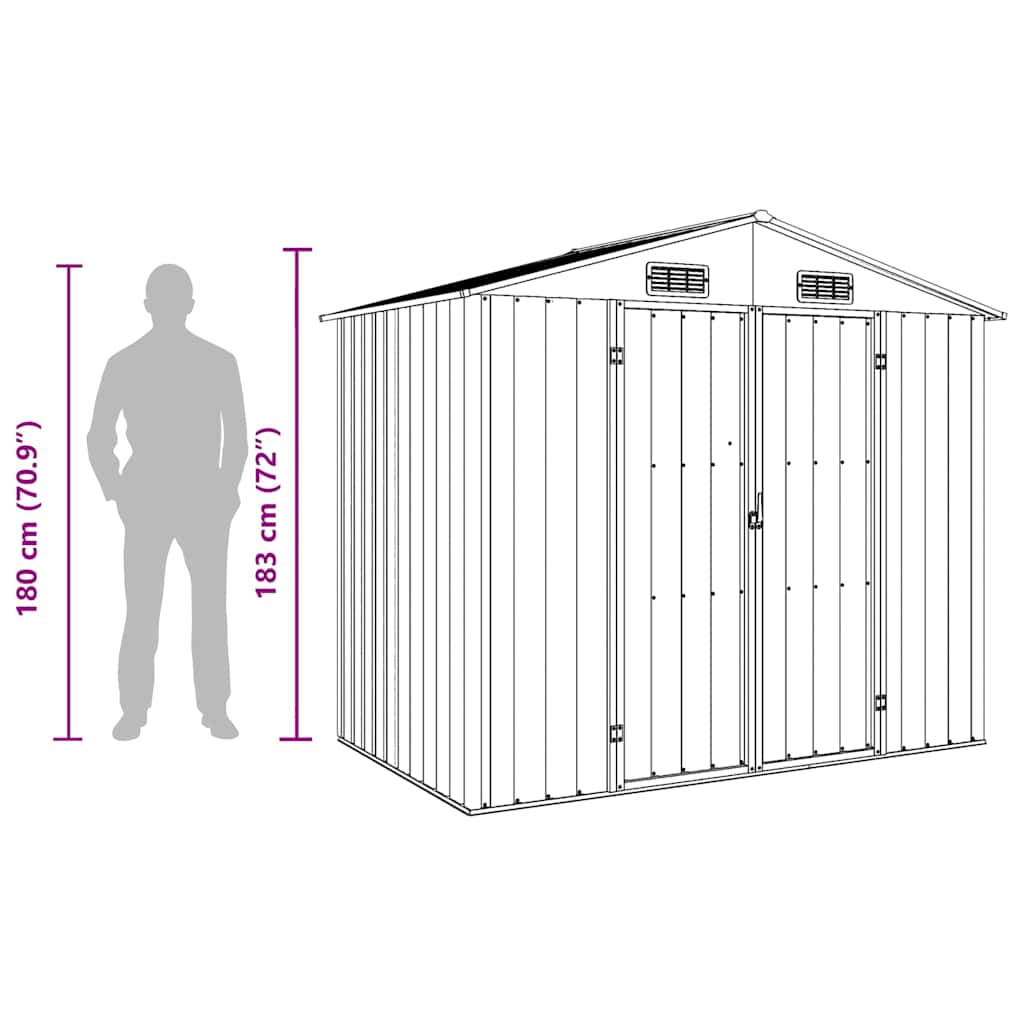 Capanno da Giardino Antracite 205x129x183 cm in Acciaio Zincato