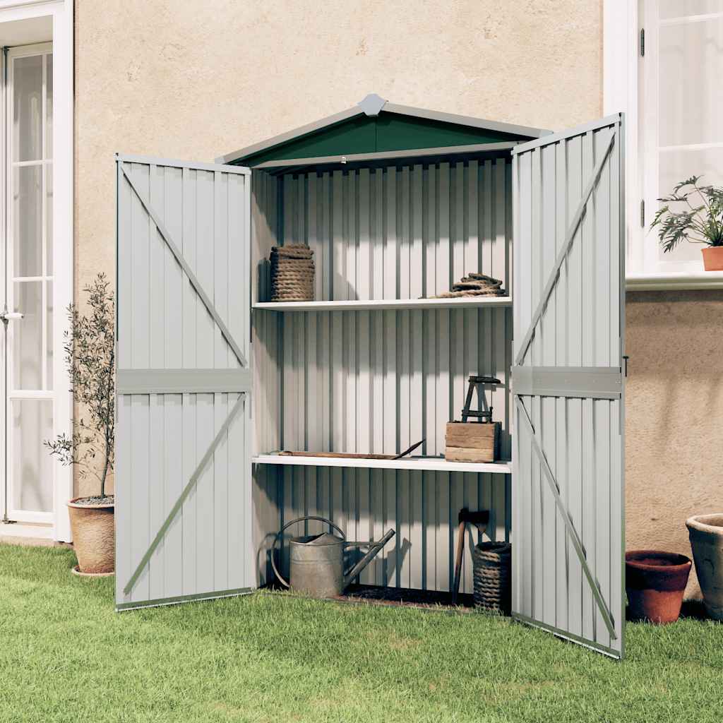 Capanno da Giardino Verde 116x45x175 cm in Acciaio Zincato