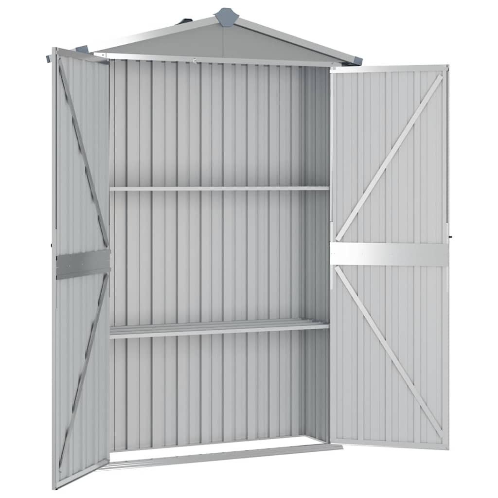 Capanno da Giardino Grigio 116x45x175 cm in Acciaio Zincato