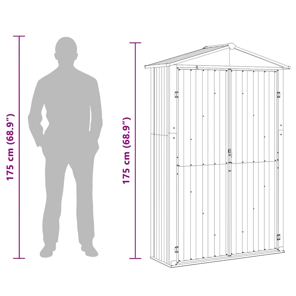 Capanno da Giardino Grigio 116x45x175 cm in Acciaio Zincato