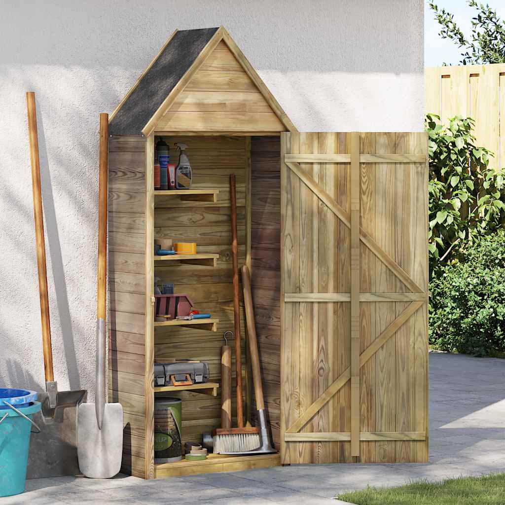 Capanno da Giardino con Porta 69,5x32x178 cm in Pino Impregnato