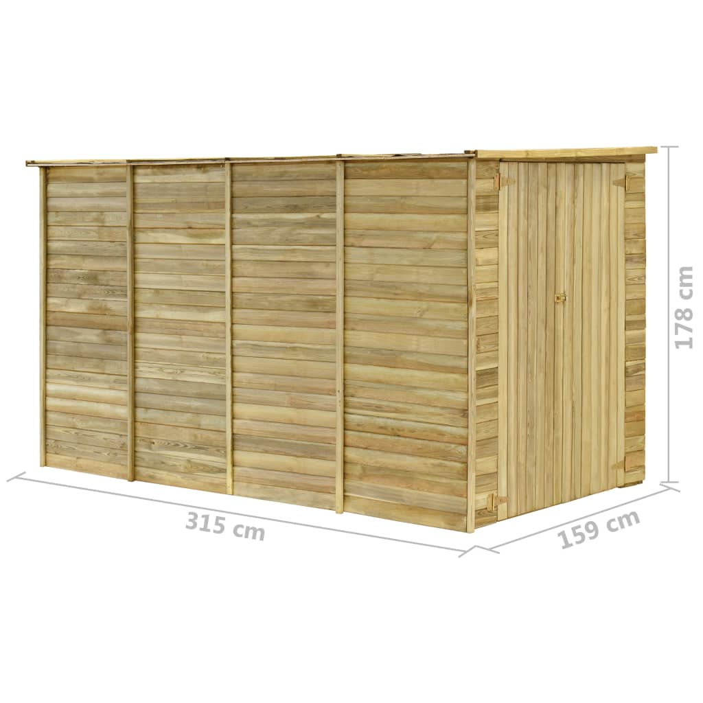 Rimessa Attrezzi da Giardino 315x159x178 cm in Pino Impregnato