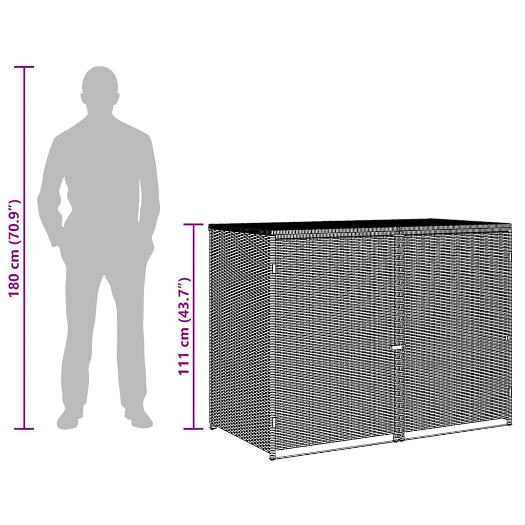 Copribidone Rifiuti Doppio in Polyrattan Antracite 148x77x111cm