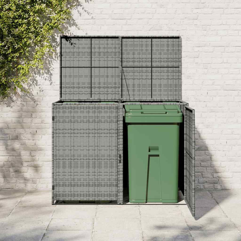 Copribidone Rifiuti Doppio in Polyrattan Antracite 148x77x111cm