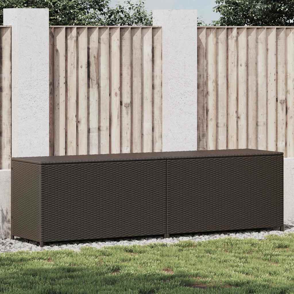 Baule da Giardino in Polyrattan 200x50x60 cm Marrone