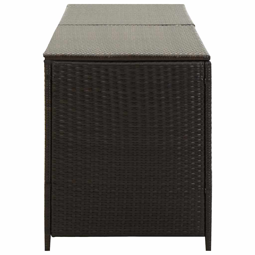 Baule da Giardino in Polyrattan 200x50x60 cm Marrone