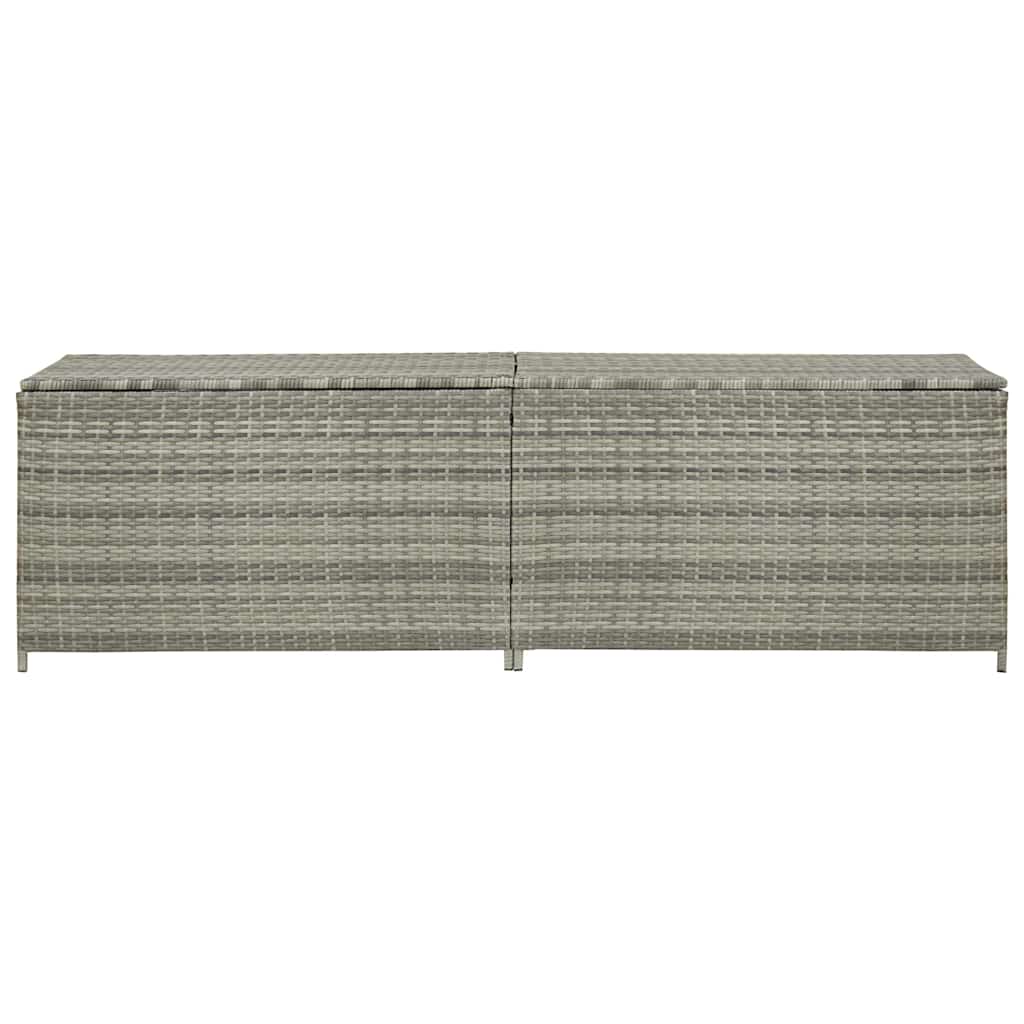 Baule da Giardino in Polyrattan 200x50x60 cm Grigio