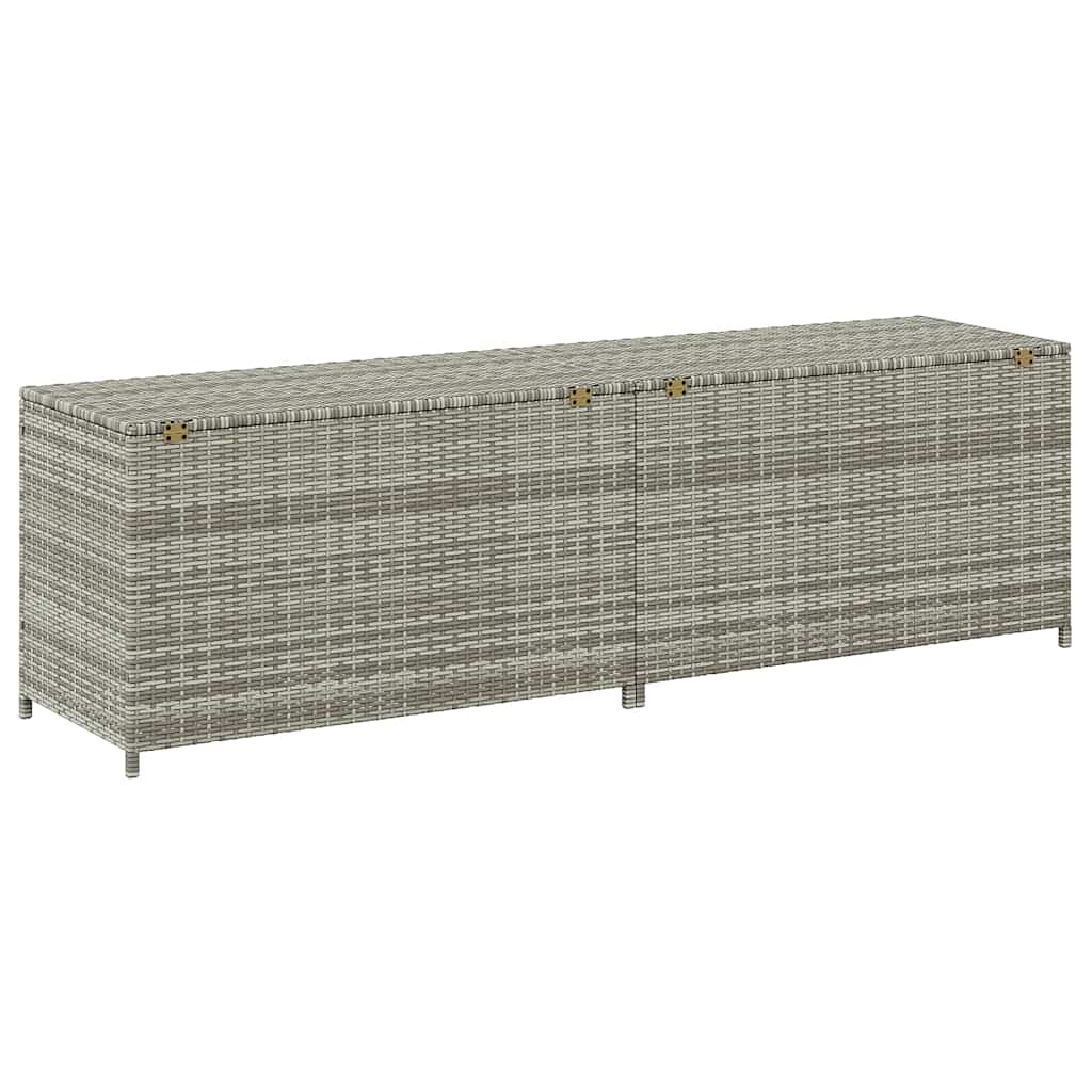 Baule da Giardino in Polyrattan 200x50x60 cm Grigio