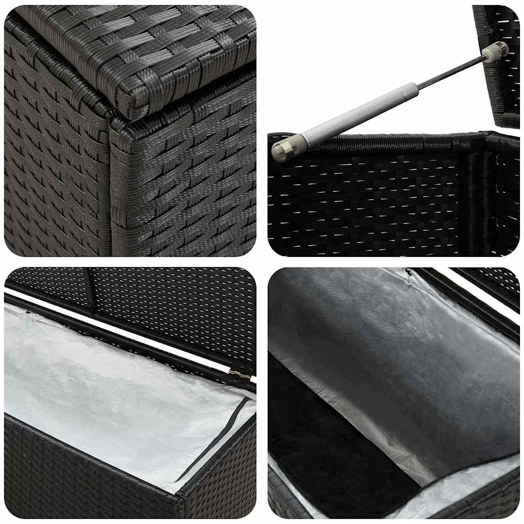 Baule da Giardino in Polyrattan 180x90x70 cm Nero