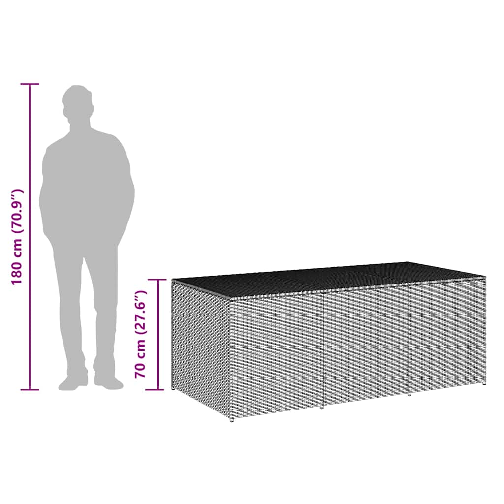 Baule da Giardino in Polyrattan 180x90x70 cm Nero
