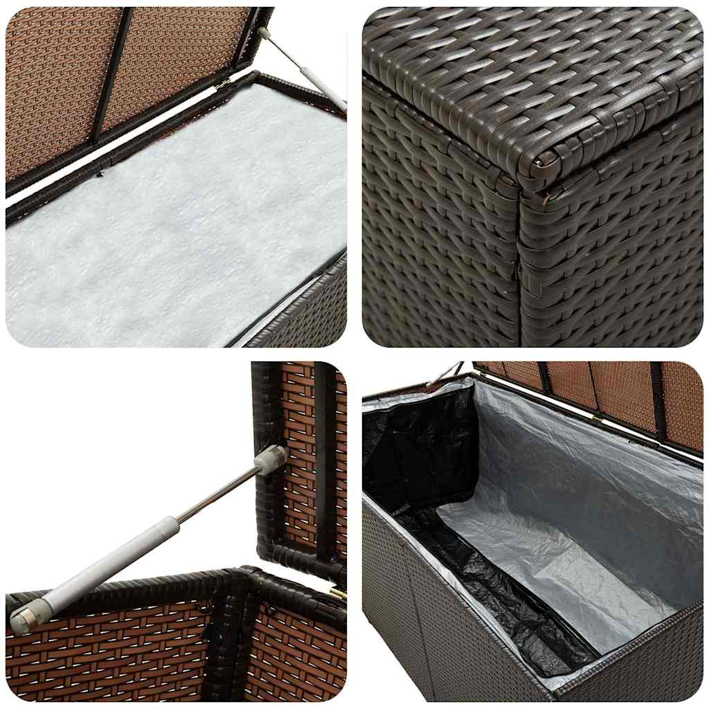 Baule da Giardino in Polyrattan 180x90x70 cm Marrone