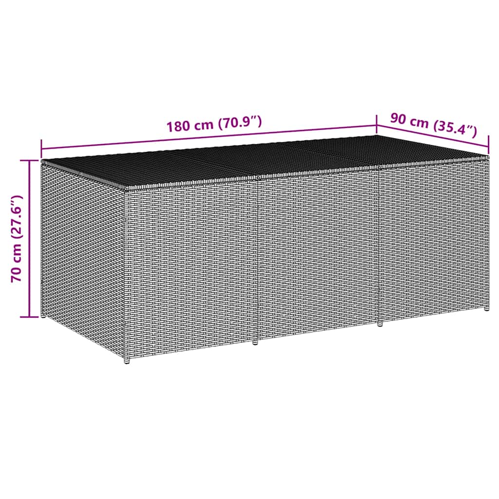 Baule da Giardino in Polyrattan 180x90x70 cm Marrone