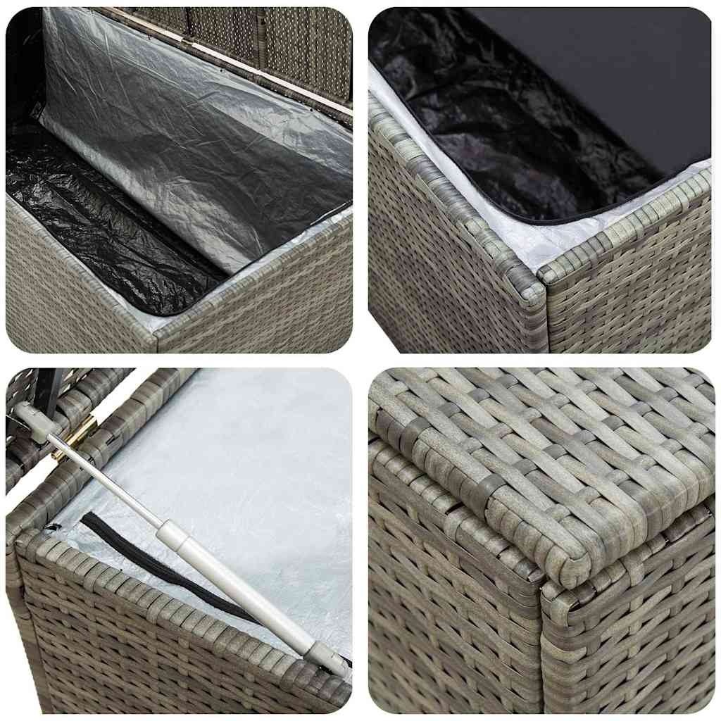 Baule da Giardino in Polyrattan 180x90x70 cm Grigio