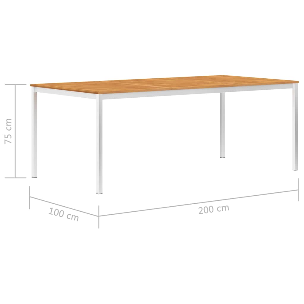 Tavolo da Pranzo Giardino 200x100x75 cm Acacia e Acciaio Inox