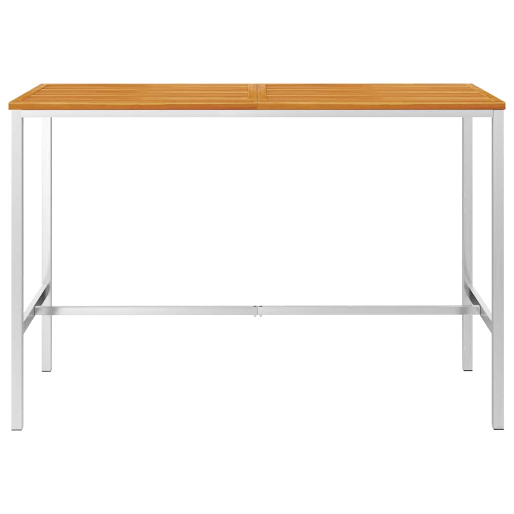 Tavolo da Bar 160x60x105 cm in Legno di Acacia e Acciaio Inox