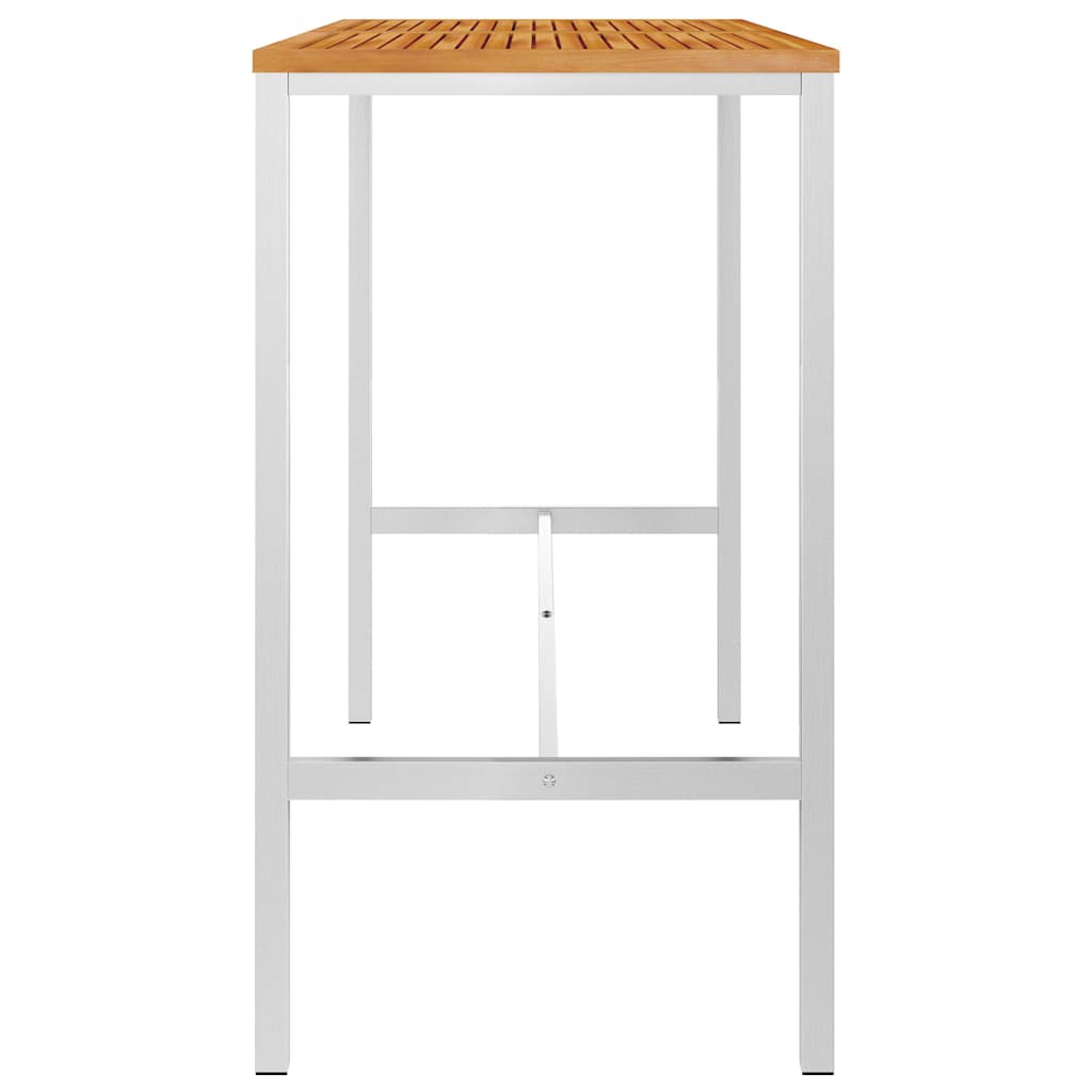 Tavolo da Bar 160x60x105 cm in Legno di Acacia e Acciaio Inox