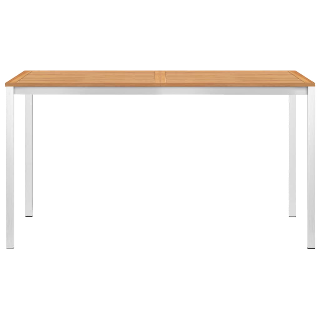 Tavolo da Pranzo Giardino 140x80x75cm Legno Teak e Acciaio Inox